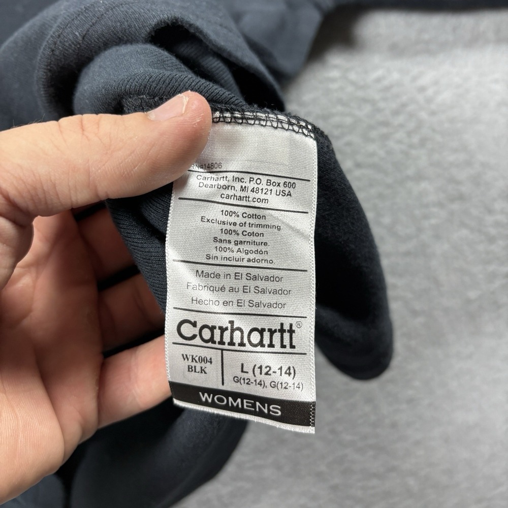 VTG 2007 Carhartt Center Logo Long Sleeve Shirt Womens L Faded Black Y2K Work - Picture 5 of 7